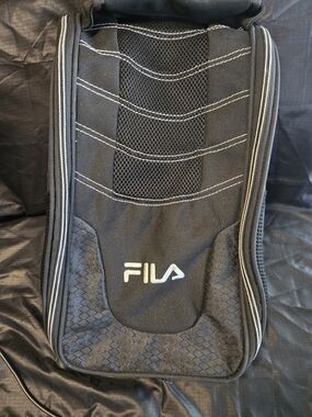 👟 FILA Shoe Bag Travel Organizer Black Mesh Clamshell Zip